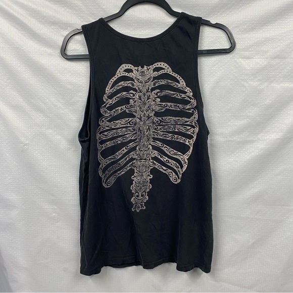 Rude Rib Cage Tank Top faded black front and back design size XS Hot Topic - Picture 4 of 4